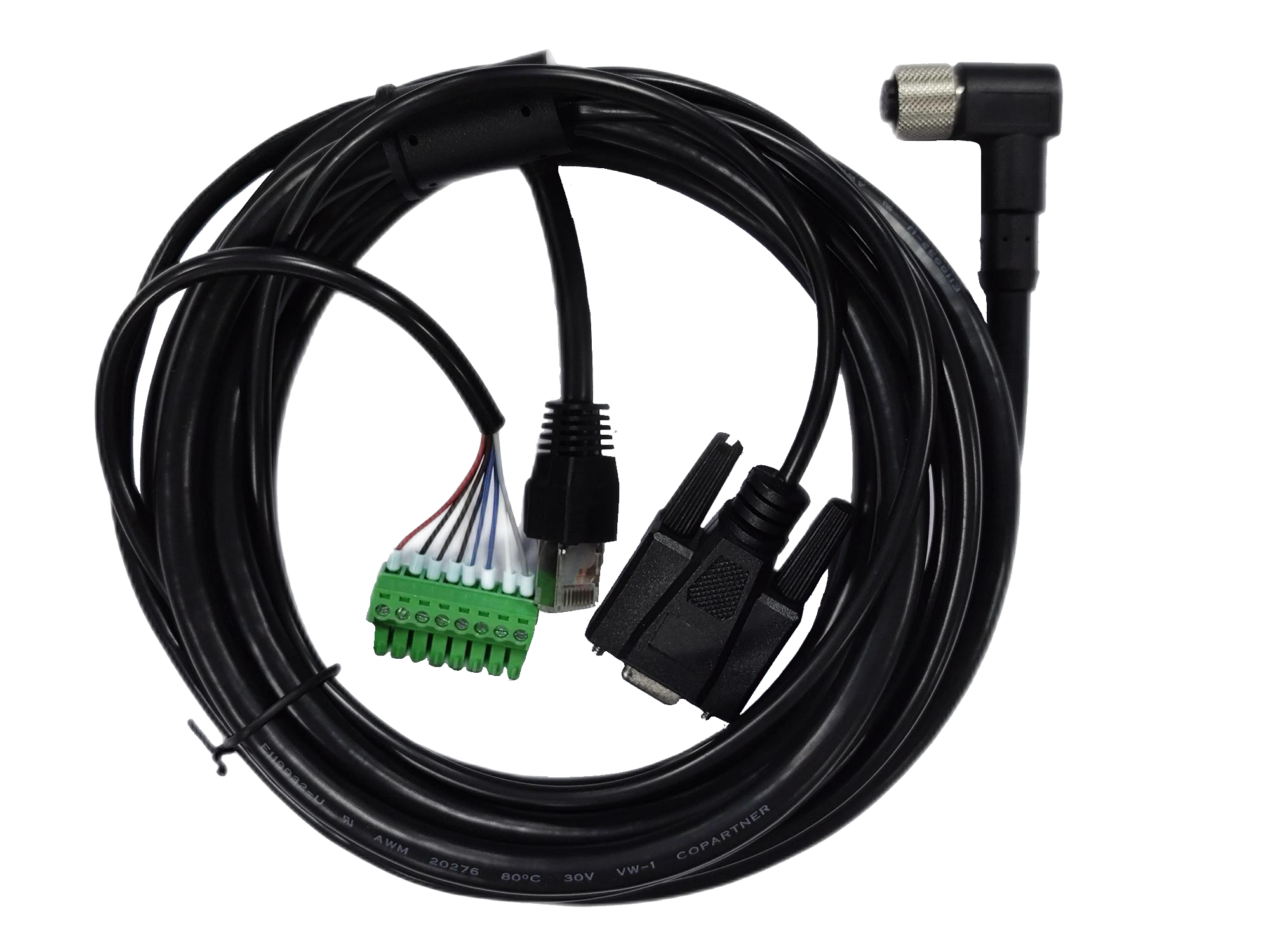 一体线网口静态90°，10米，17pin转open/RJ45/DB9